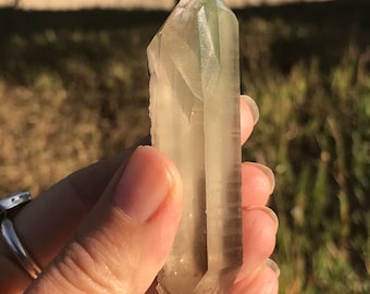 Rare DT Lemurian with Chlorite Phantoms quartz crystal
