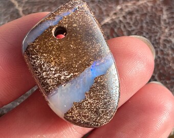 Australian Matrix Boulder opal drilled men's natural gemstone
