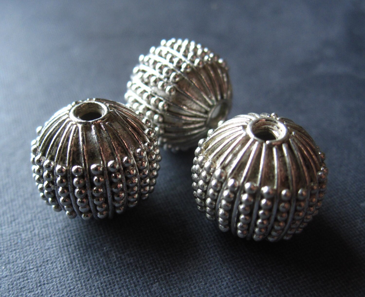 Solid Sterling Silver Accent Beads - one - drilled bright polished