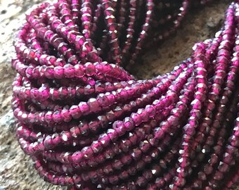 Garnet beads Rhodolite faceted rondelles 13 inch strand 3mm X 2mm