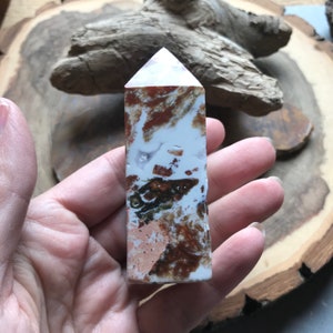 Polished Pink and Red Ocean Jasper Natural Tower semiprecious stone 3 inches