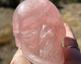 Rose Quartz gemstone skull carved 3 1/4 inches