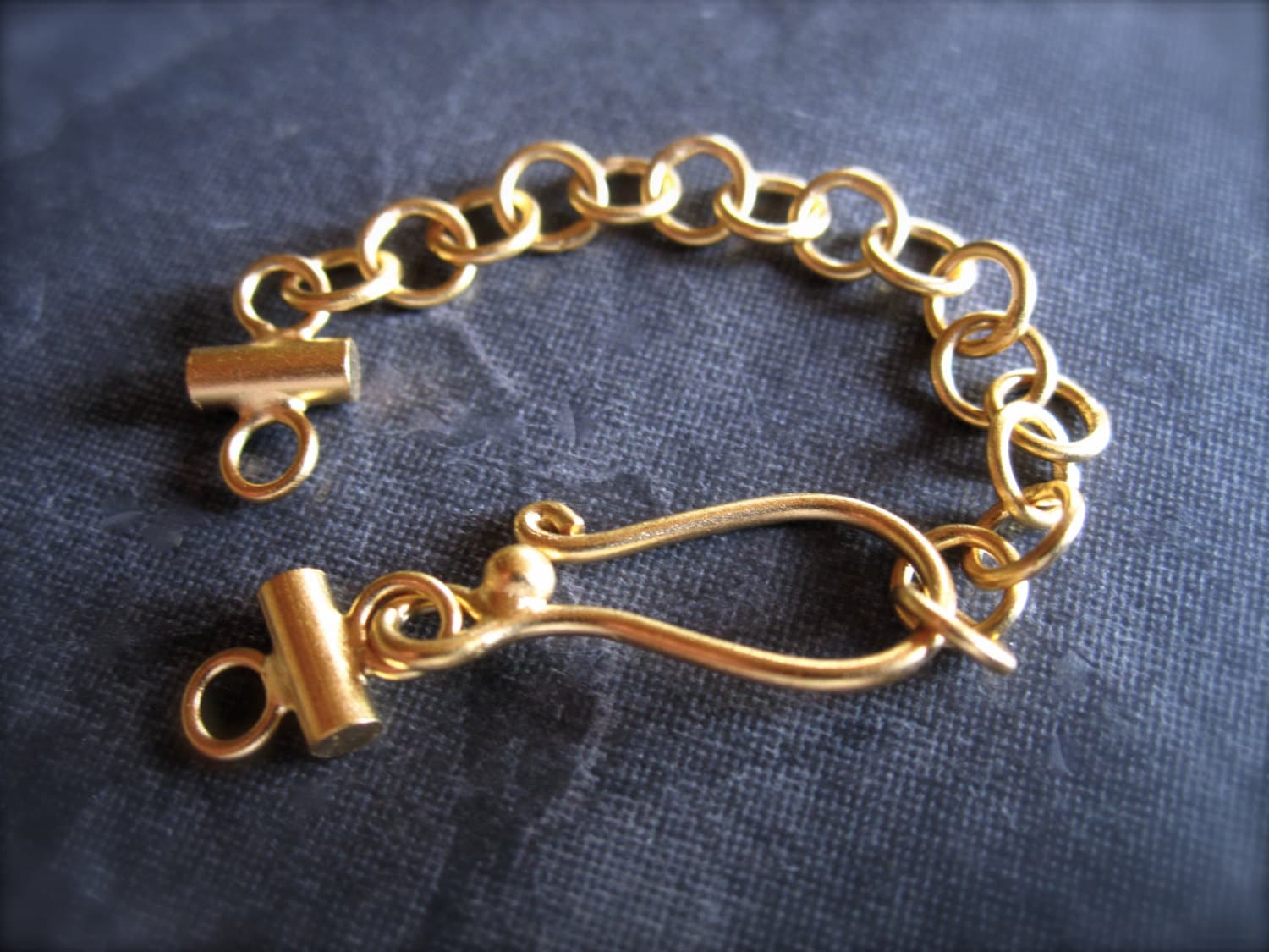 Adjustable clasp Vermeil hook and eye extender clasp double gold