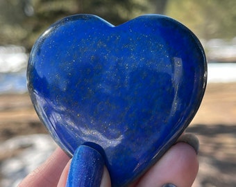 AAA Polished Lapis Lazuli heart palmstone gemstone natural