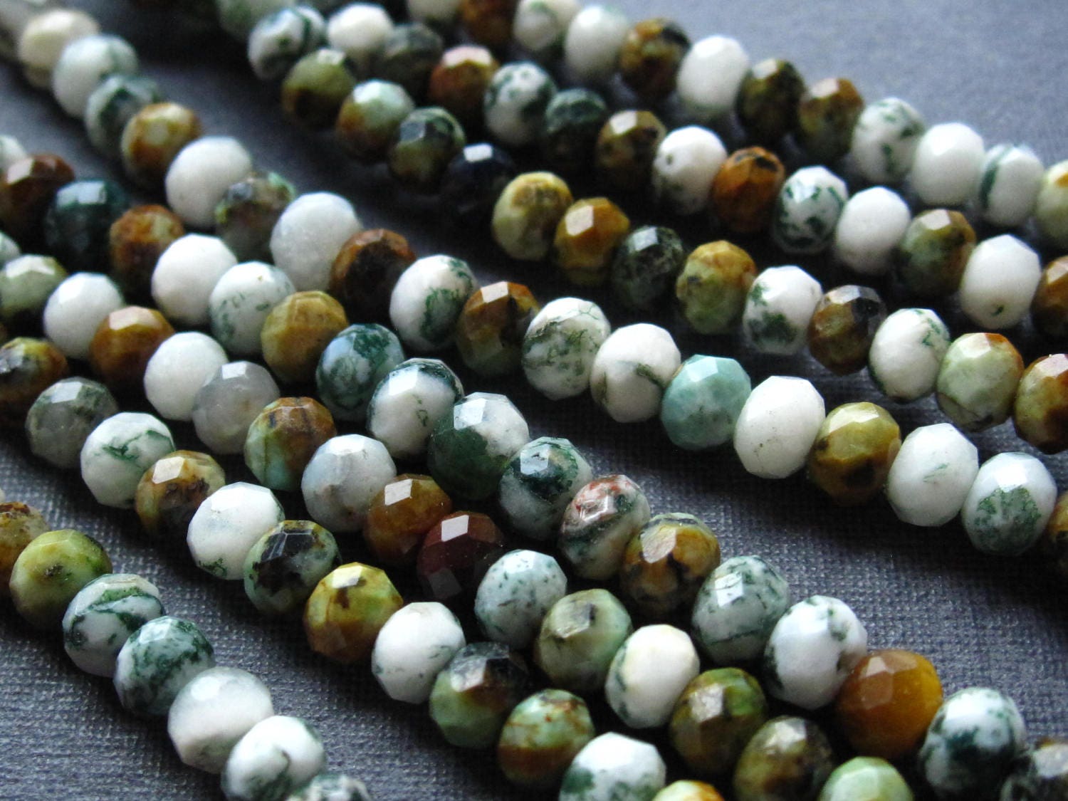 Ocean Jasper beads 4.3mm faceted rondelles