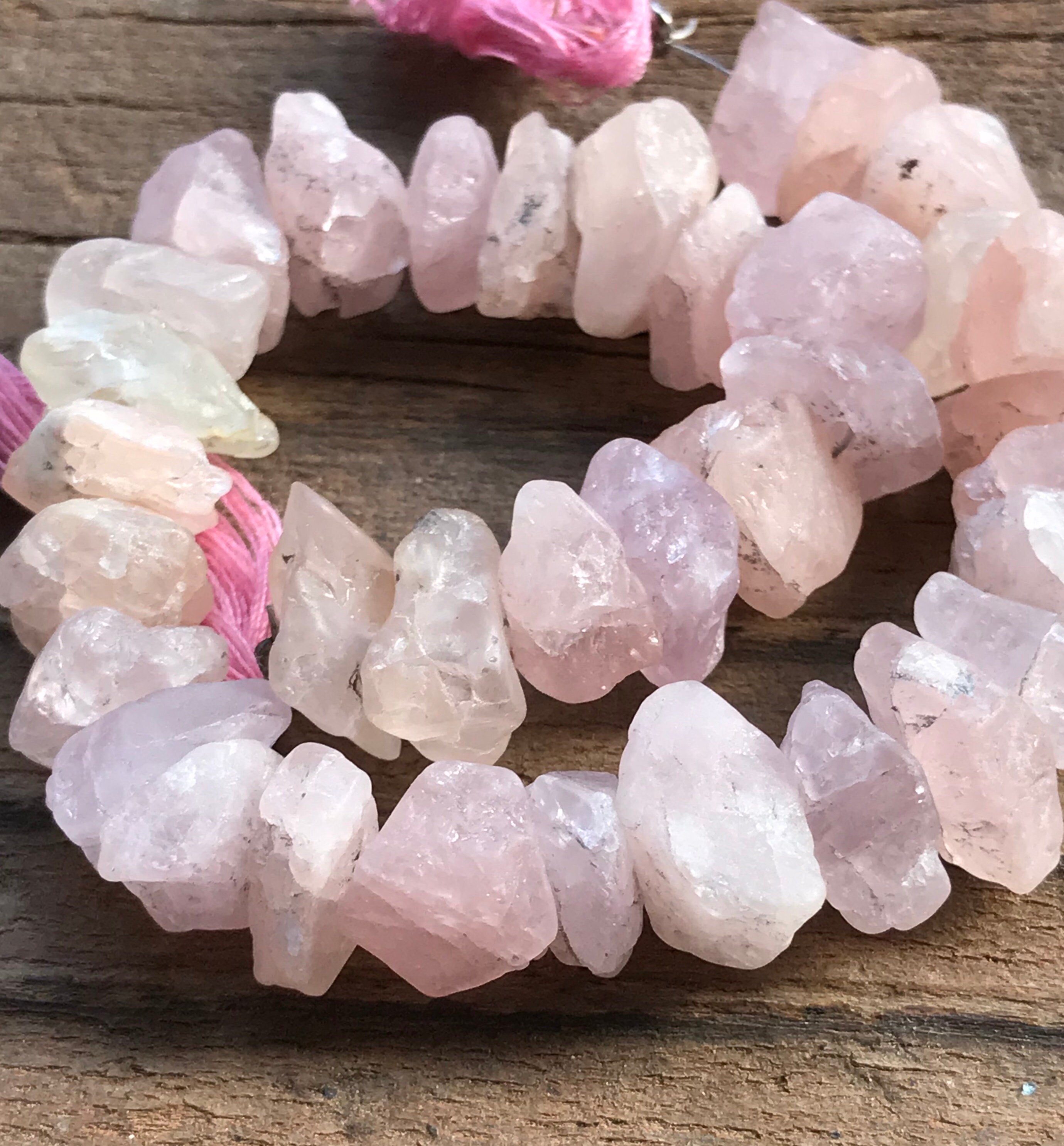 Kunzite beads rough organic nuggets full strand 8 inches 11mm