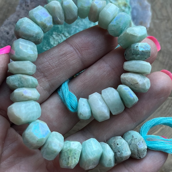 Light Mystic Amazonite Nuggets - semiprecious gemstone beads 12mm X 6mm