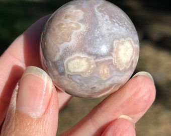 Flower Agate sphere 57mm gemstone AAA cherry blossom