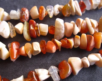 Organic Mexican Fire Opals beads - 7 3/4 inch strand - 5mm X 4mm average