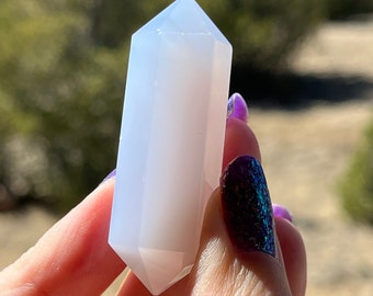 Natural chalcedony DT point polished crystal