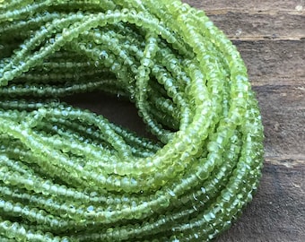 Peridot semiprecious faceted stone beads - Crystal Clear quality faceted rondelles - 3mm X 2mm