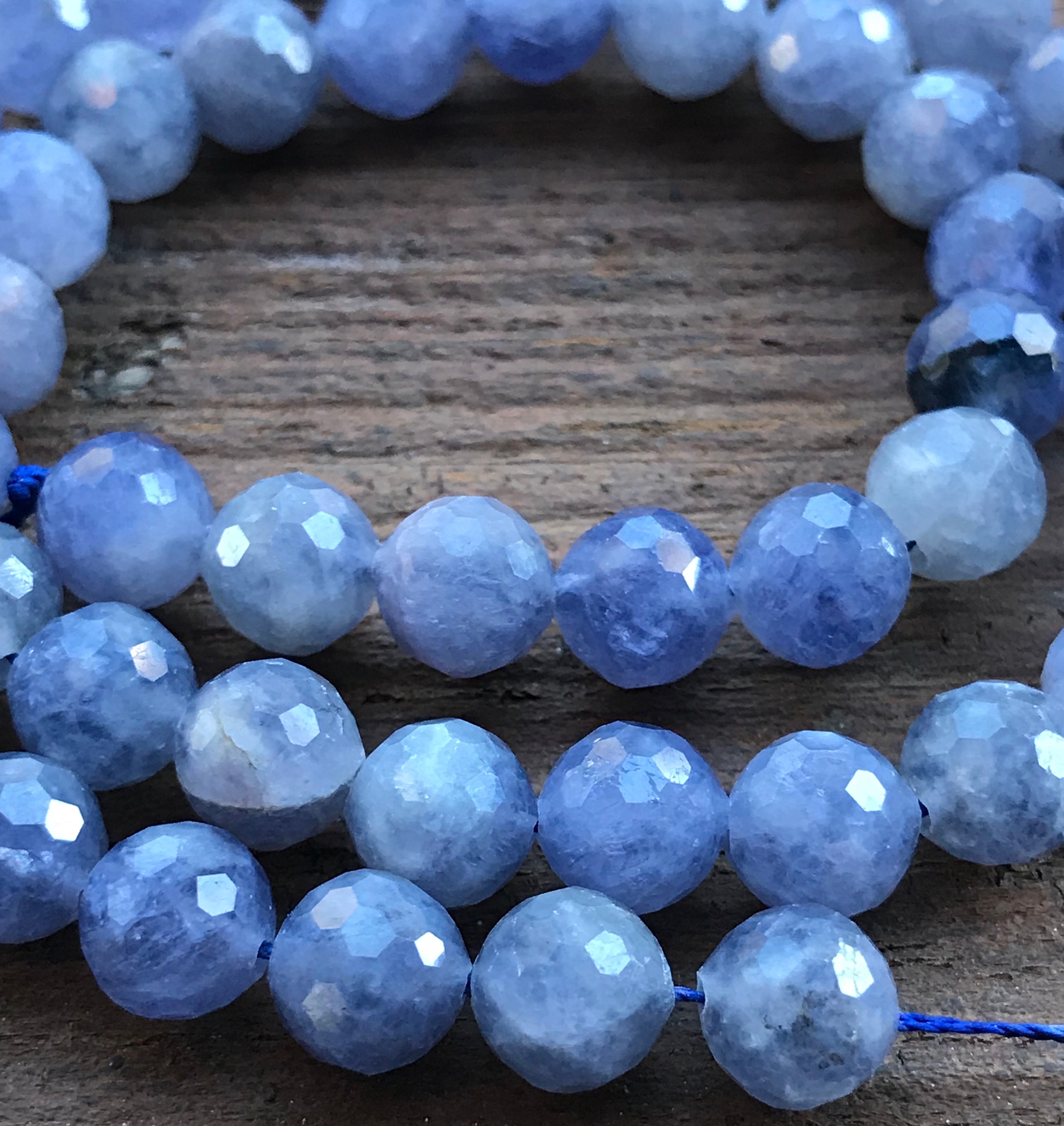 Iolite beads 4 beads 7mm faceted A grade