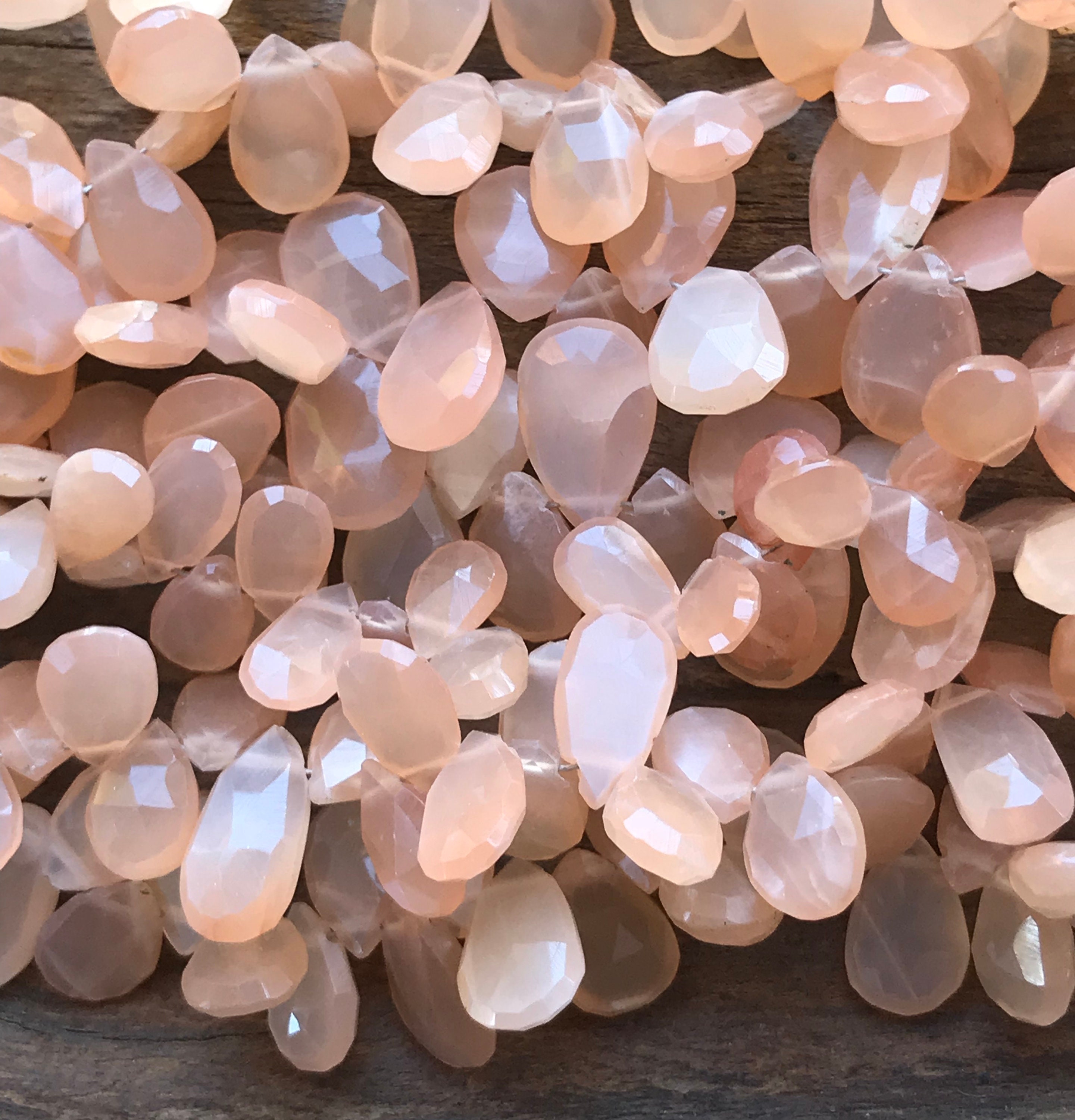 Peach Moonstone beads faceted top drilled stones natural gemstones 10mm