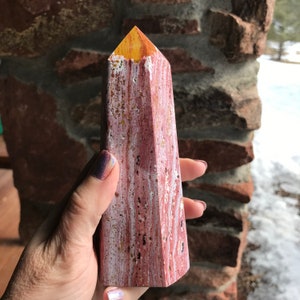 Large Tower polished Pink Ocean Jasper Natural Tower semiprecious stone 6 inches