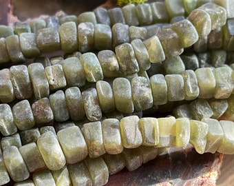 Vesuvianite beads matte finish stones 8 inch strands organic