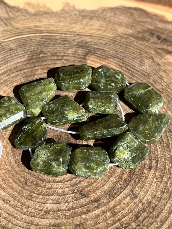 Vesuvianite Beads Stone Faceted Flat Nuggets Gemstones 8 1/2 - Etsy