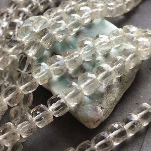 Clear Quartz beads faceted cubes Natural stone 6mm 2 beads
