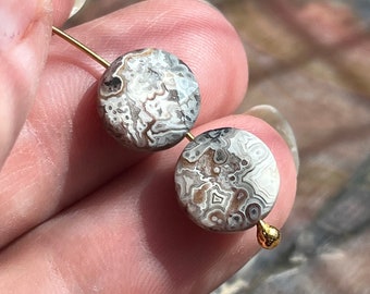 Laguna lace earring pair 10mm faceted coin