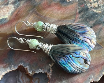Sterling Silver abalone shell turquoise earrings