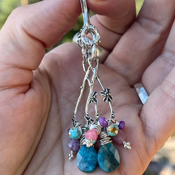 Sterling Silver Garden Gemstone artisan earrings