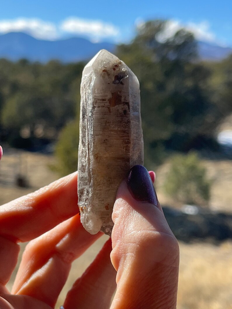 Fujian Smoky Quartz with Spessartine Garnet natural crystal rough gemstone rare image 2