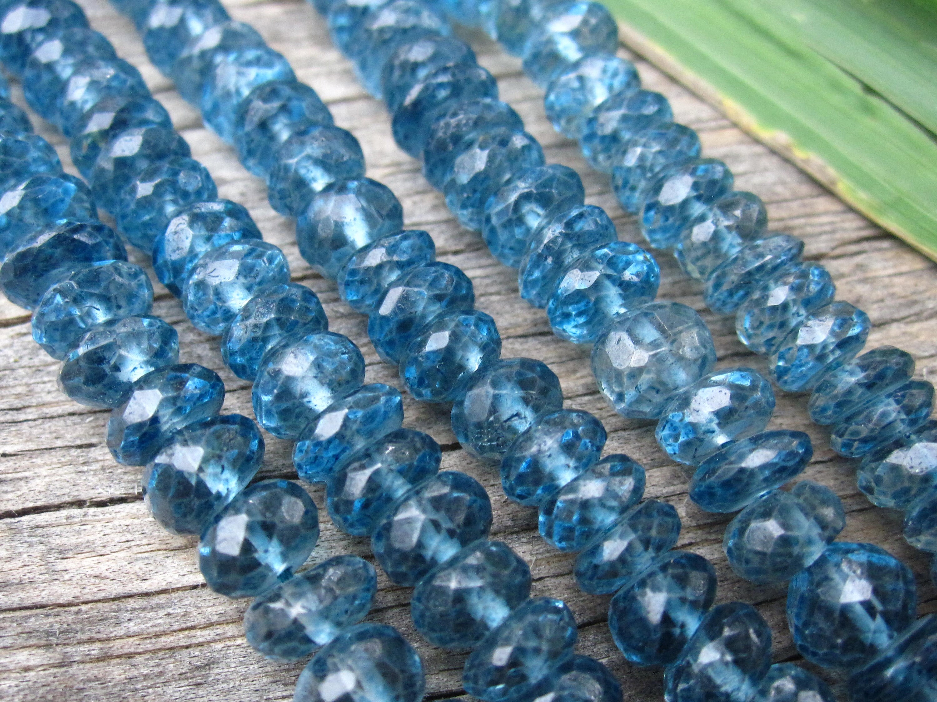 London Blue Topaz beads faceted rondelles 6mm X 3mm genuine