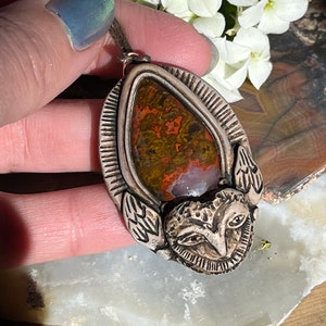 Owl Animal Spirit Necklace Clay Woodland Fairy Hippie Boho Chic Shaman Earthy