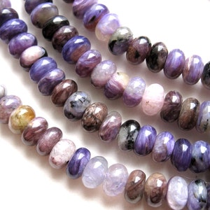 Charoite beads smooth polished rondelles 6mm X 3mm semiprecious gemstones image 2