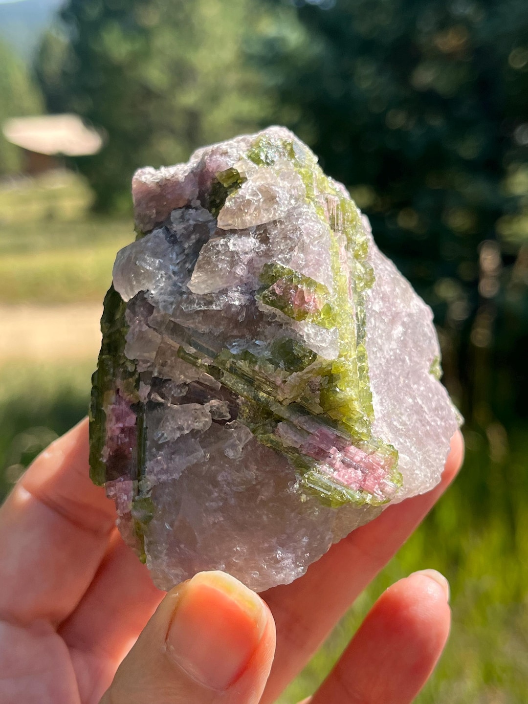 Watermelon Matrix Watermelon Tourmaline in Matrix With Lepidolite Unicorn Stone Ouro Fino ...