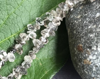 Herkimer Diamond Beads Tourmalinated top drilled stones full strand