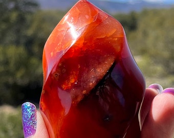 Carnelian Flame gemstone natural carved stone