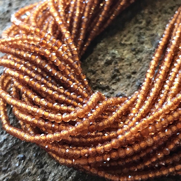 Spessartite Garnet beads Spessartine beads 2mm faceted rounds 13 inch strand micro