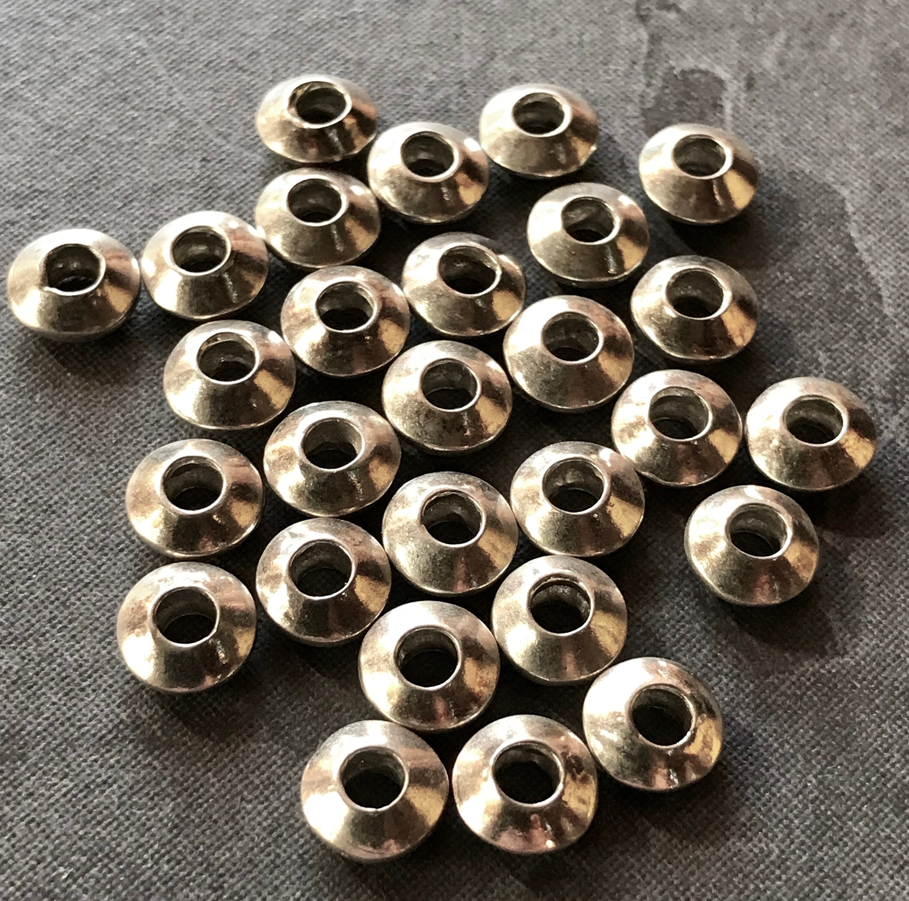 Large holed sterling silver spacers 7mm hole size 2.5mm 2 beads