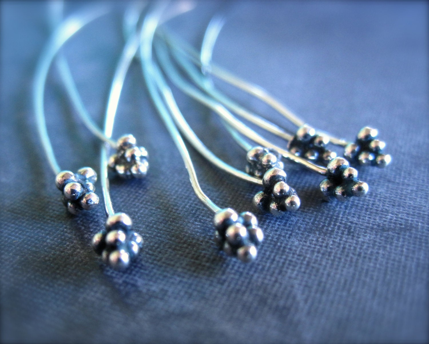 Sterling Silver Headpins 2 1/2 inch 24 gauge 10 pins 3mm X 4mm