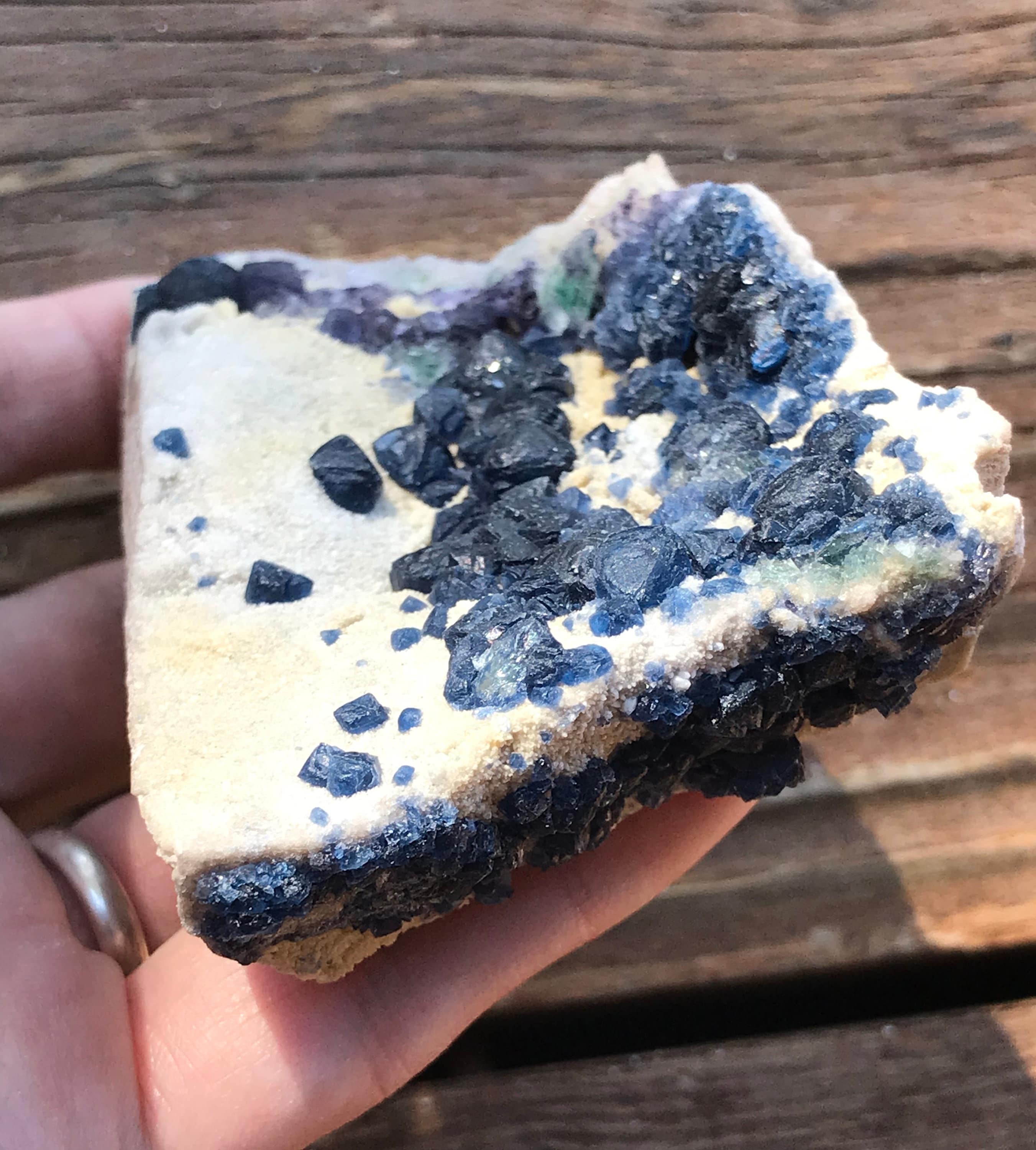 Rare Blue Fluorite Specimen plate Huanggang Mine Inner Mongolia