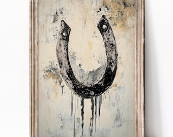 Rustic Horseshoe Giclée Print | Digital Art with Oil Painting Look | Boho Western | Matte | No Frame