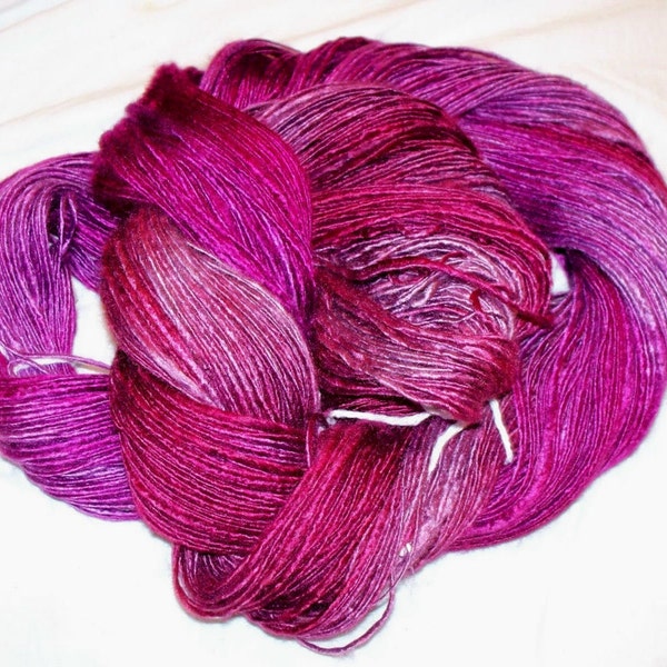 Handpainted Soft and Silky Wool Silk Blend Yarn    MERLOT