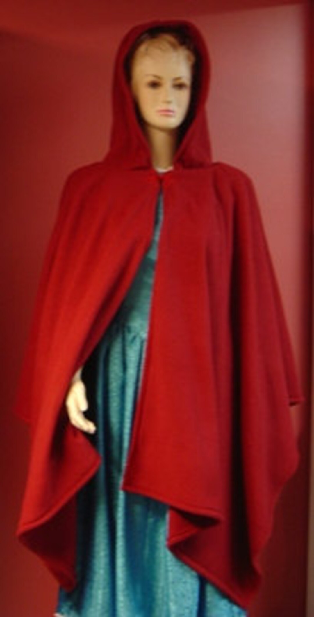 Red Hooded Capefleece Hooded Cloakred Wedding Etsy