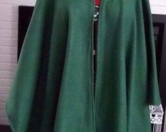 Green Fleece Cape, Hooded Capes, Fleece Poncho, Fleece Shawl