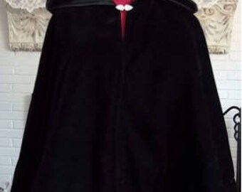 Black Velvet Bridal Cape,Velvet Hooded Cloak