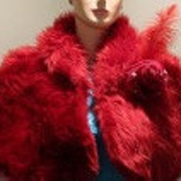 Red Wedding Capelet,Red Faux Fur Bridal Capes,Winter Wedding Shawl