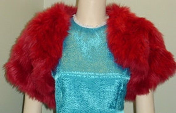 Red faux fur bolero Faux Fur Shrug Red Fur Bridal Jacket