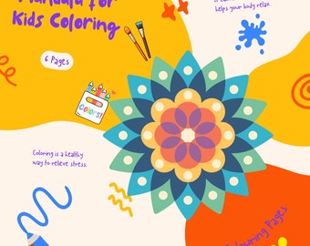 Easy Mandala Coloring Pages for Kids,Mandalas Art for Beginners,Flower Mandalas,Printable Coloring Pages,Positive Mental Health Coloring