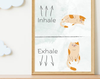 Inhale Exhale Poster, Breathing Poster, Calming Corner, Homeschool prints, Toddler playroom decor, Digital Download