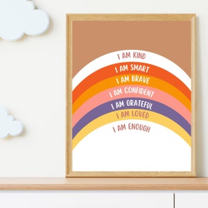 Rainbow Affirmations Wall Art,Positive Affirmations for Kids, Mindfulness Poster, Homeschool Prints,Toddler Playroom Decor, Digital Download