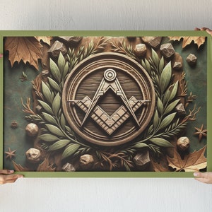 Masonic Wall Art Digital Download - Freemason Compass and Square | 4 Sizes Printable Masonic Decor