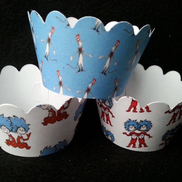 Clearance Dr. Seuss Thing 1 and Thing 2 Cupcake Wrappers (27) Assortment #7