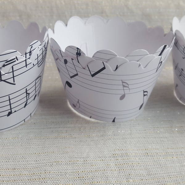 Custom Sheet Music Cupcake Wrappers (12)