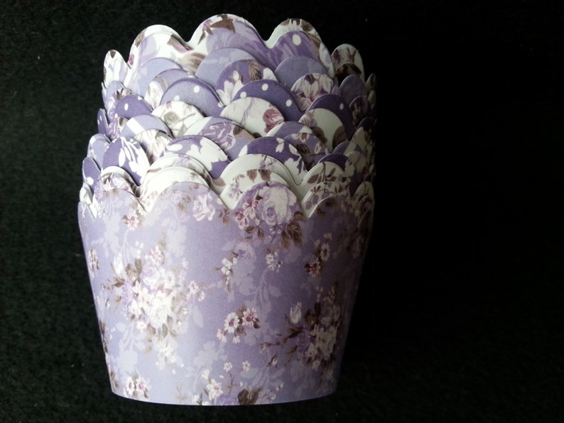 Custom Purple Roses Cupcake Wrappers Choose From 12 Patterns Etsy
