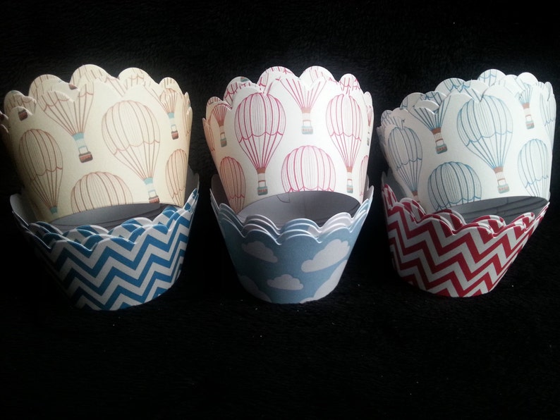 Custom Hot Air Balloon 2 Cupcake Wrappers 12 Etsy